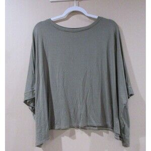 Three Bird Nest Oversized Blouse Women XL Green Short Sleeve Soft